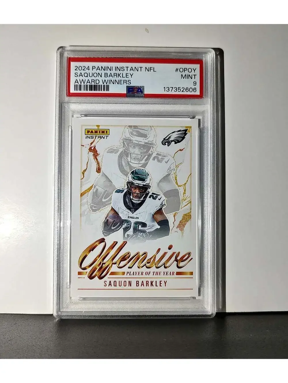 Saquon Barkley 2024 Panini NFL AP Offensive Player of the Year Eagles PSA 9 Mint
